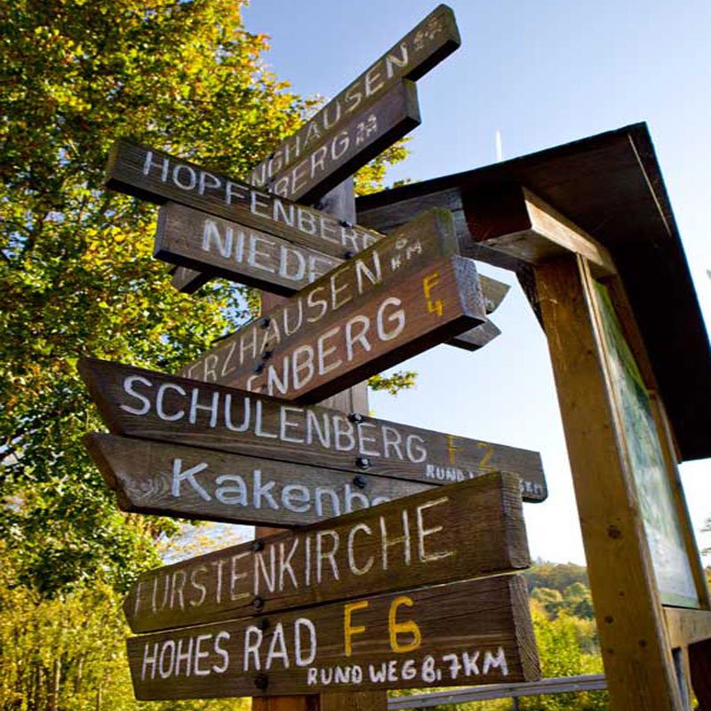 Wegweiser mit mehreren Wanderzielen
